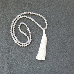 Fluorite Mala Prayer necklace (grey)